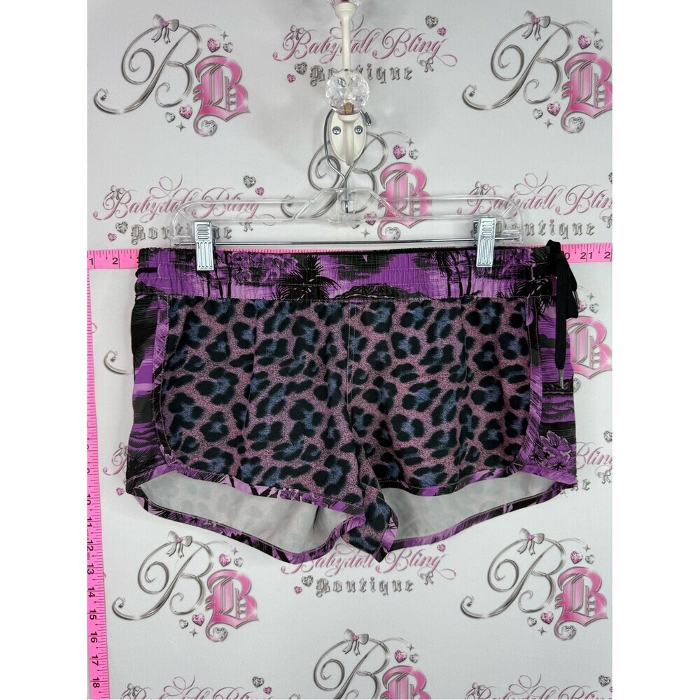 Hurley shorts y2k Purple and Black Leopard Print Athletic Shorts